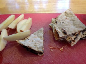 Peanut Butter "quesadilla" and apple slices